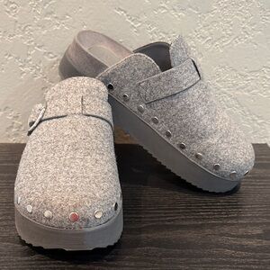 Gray Mules with Studded Design